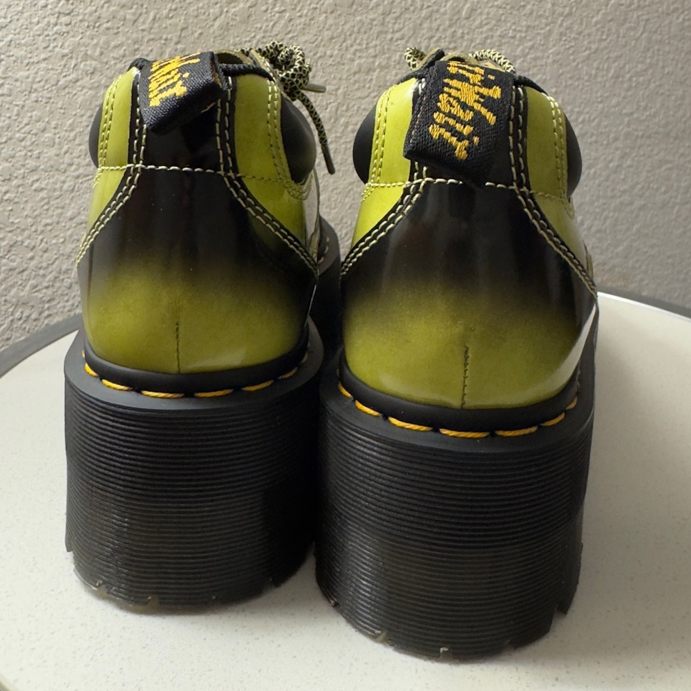 NEW Women DR MARTENS quad max distressed leather platform shoes lime green Sz 9 - Picture 6 of 8